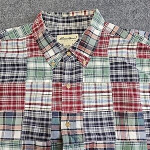 Vintage Eddie Bauer India Madras Button Up Shirt Mens XL Plaid 90s India Made